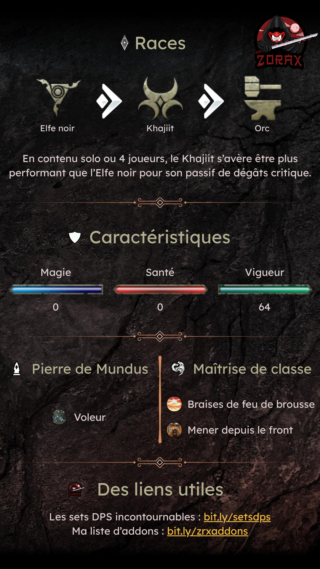 Fiche personnage Pur Chevalier-dragon Vigueur Support DPS PvE U50